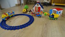 GROS LOT PLAYMOBIL 1 2 3 FERME TRAIN GARAGE VOITURE PERSONNAGE RAILS ANIMAUX