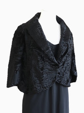 Veste de Fourrure Queue Large Persane Boléro Cape Opéra Théâtre Peau Mouton Noir