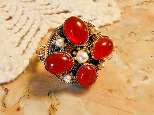 Bague ancienne tchèque sertie - bague,