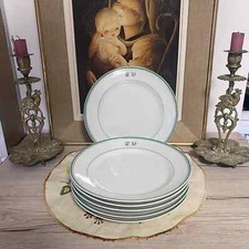 Lot de 6 assiettes dessert en Porcelaine fine Vieux Paris monogramme AD
