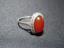 Ancienne Bague Argent  Silver Ring - Pierre Cornaline ? - Taille 59