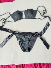 bikini gris 2 pièces satin/micro fibre La Perla haut Fr 40B IT 44B bas Fr 40 