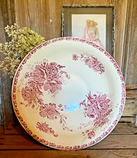 Ancien Cuvette Toilette Faïence St Amand & Hamage Modèle " Anémone " Rose