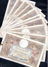 Lot de 10 billets anciens – France – 100 Francs Merson  – Banque de France (c10)