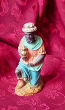 santon Devineau roi mage Balthazar 9cm socle paille crèche Noel tres ancien