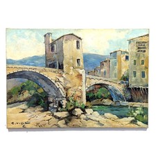 Grand huile sur toile par Gustave Vidal