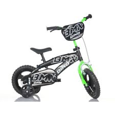 Bicyclette 12 BMX Pour Enfant Avec Roues Et Garde-Boue Noir Et Vert Dino Bikes