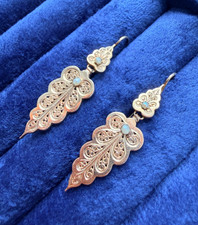 Victorian era French antique 18K Gold Leaf Pearl Earrings