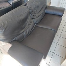 canapé cuir marron 3 places + 1 fauteuil