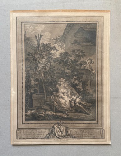 Jardinier galant gravure - jardinier, galant,