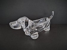 Vide-poches figurine sculpture cristal chien basset Art Vannes France signé 1960