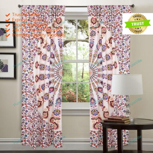 Rideaux porte mandala faits - rideaux,