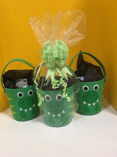 Baby boy dinosaur gift - dinosaur, basket