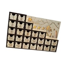 Calendrier de l'Avent en bois avec lumières LED, 24 tiroirs, crèche de