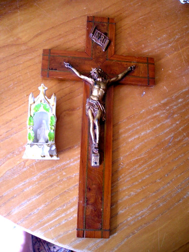 Crucifix ancien marqueterie - crucifix,
