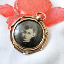 Pendentif Porte Photos Ancien Fin Xixe Début Xxe Portrait Enfant Plaqué Or Rose