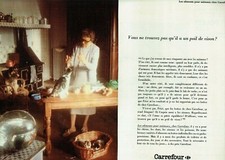 Publicité Advertising 1120 1980  Carrefour   aliments animaux patée  chats    2p