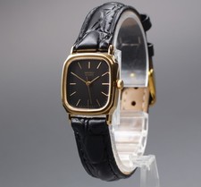 Vintage 1985 [NOS / Tag Papers] Seiko Socie 2C21-5430 Noir Or Quartz Femme