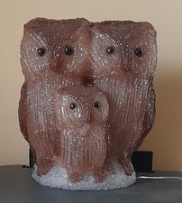 LAMPE d'ambiance ou chevet à LED famille hiboux chouettes en plastique VINTAGE