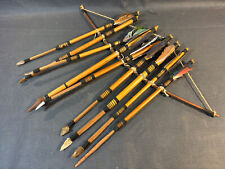 Ancien arc et flèches indiens en bois et pointes en pierre déco art ethnique