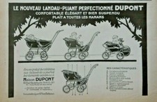 PUBLICITÉ DE PRESSE 1926 LANDAU PLIANT EN BOIS PERFECTIONNÉ DUPONT