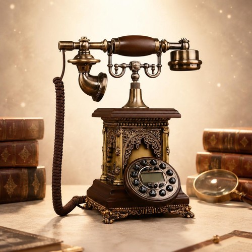 Téléphone fixe rétro - téléphone,