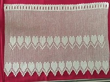🌼 🌷rideaux réalisés au crochet en coton blanc modèle *cœurs* 60 cm /42cm 🌺🌼