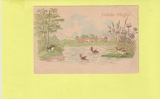 CPA GAUFREE DANS L'ETANG DES CANARDS SOUS LE REGARD DE LA GRENOUILLE