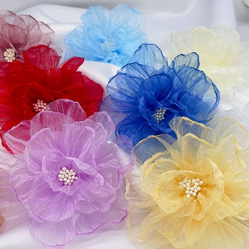 Ruban organza 10x - fleurs, 3d