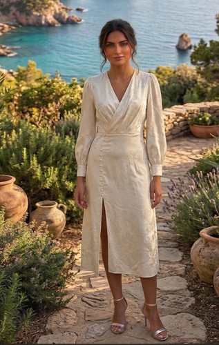 Robe satin longue écrue - , zapa