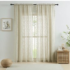 Rideaux en dentelle transparente beige 54 pouces panneaux de rideaux courts...