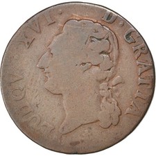 Monnaie, France, Louis XVI, 1/2 Sol ou 1/2 sou, 1/2 Sol, 1791, La Rochelle, TB