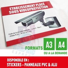 SITE SOUS VIDEO SURVEILLANCE - VIDEOSURVEILLANCE- STICKERS - PANNEAU PVC - ALU