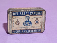 Boite tôle 1900 bêtises Cambrai 5,3 x 3,5 AFCHAIN Grand-mère métal lithographié