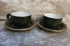 Pillivuyt Tasse à Chocolat Thé de Bistrot vertes et or 10cm diamètre 6cm haut