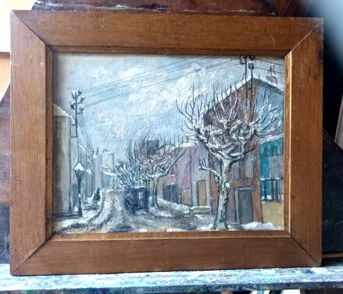 Huile ancienne paysage - ancienne,