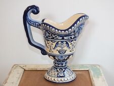 + Superbe aiguière casque ou pichet Hanap en faïence décor Rouen +