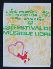 Affiche originale FESTIVAL DE MUSIQUE LIBRE St MARTIN DE TREVIERS poster 1431