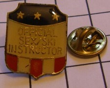 OFFICIAL  SEX / SKI INSTRUCTOR humourous  vintage pin
