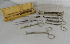 LOT ANCIENS INSTRUMENTS CHIRURGIE MEDECINE COLLIN EN COFFRET METALLIQUE
