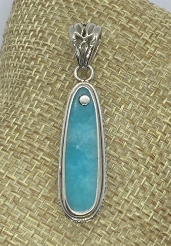 Amazonite skinny oval pendant - oval,