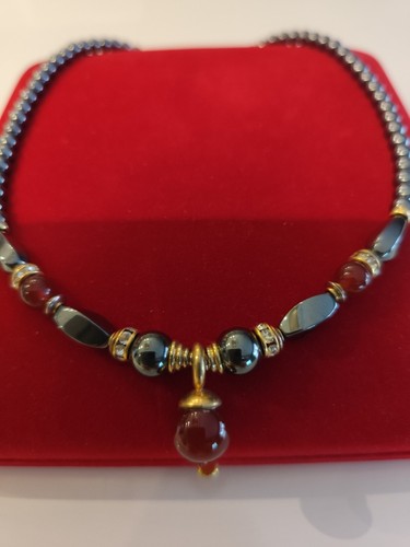 Collier perles hematite - perles,