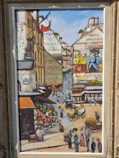 tableau ancien par CLARICE Vue ''Ville de Paris 1930/40 Peinture sur toile Signé