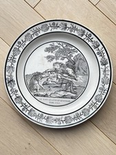 Assiette parlante Choisy Le lion le loup et le renard Fable de la Fontaine XIXe