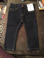Cat and Jack 18M Toddler Skinny Jeans with Adjustable Waist, Dark Blue Wash