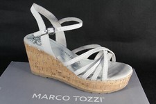 Marco Tozzi Sandales Pour Femmes En Cuir Véritable Blanches 28385