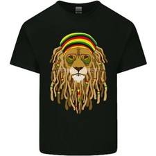 T-Shirt En Coton Dreadlock Rasta Lion Jamaïque Jamaïcain Pour Hommes