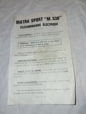 70s Ancienne NOTICE CHR MATRA SPORT M.530 À TÉLÉCOMMANDE ÉLECTRIQUE en PAPIER