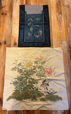 2 Tissu Soie Broderie Chinoise Anciennes/China/Chinese/Chine/art D’Asie