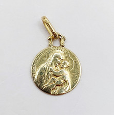 Petite Médaille religieuse vintage or 18k double face Vierge Marie